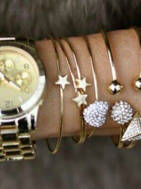 Rose Gold Star Detail Cuff Bracelets